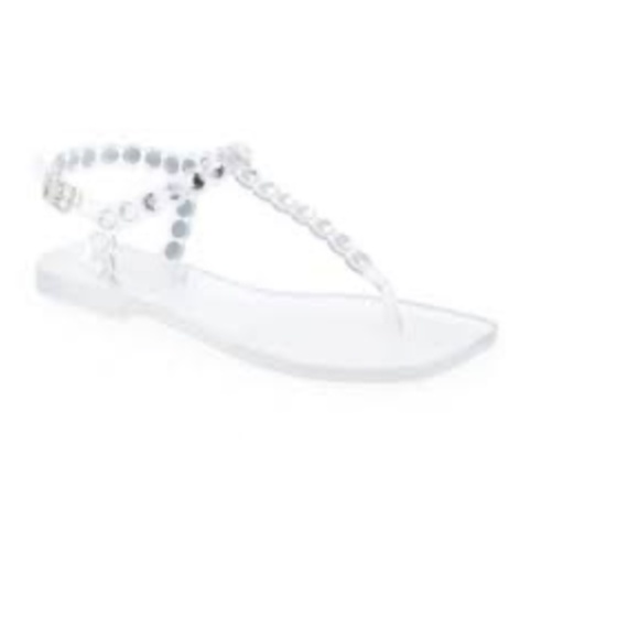 Jeffrey Campbell Jemmin Embellished T Bar Clear Jelly Sandals NIB 10 - Picture 5 of 5